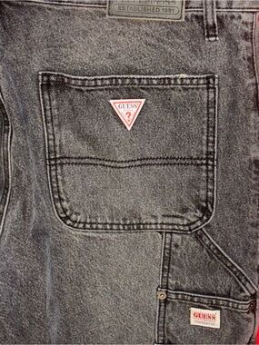 Guess Originals Mens 33x32 Bootcut Carpenter Jeans Washed Black Utility Denim